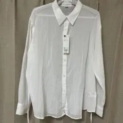 GU テクスチャーシアーシャツ　オフホワイト☆3XL