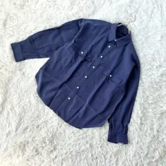 美品❗️【レイジブルー】大きめＬサイズ ざっくり着れる長袖シャツ