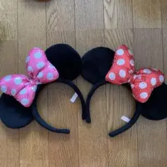 ディズニー スパンコール カチューシャ ピンク レッド