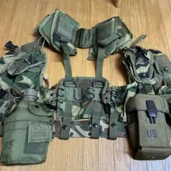アメリカ軍 MOLLE ロードベアリングベスト実物放出品 ダブルマガジンポーチ ウッドランド迷彩 TLBV|タクティカルロードベアリングベスト
