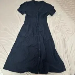 ほぼ未使用✨半袖シャツワンピース S ダークネイビー