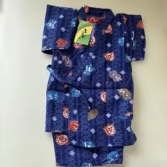 キッズ甚平 紺色模様付き　竹とんぼ