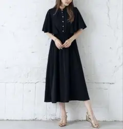 【新品♪】ロングワンピース ラジエム ブラック フリル Aライン フレア M