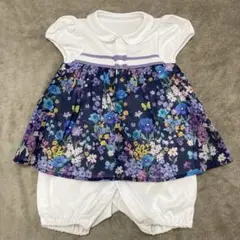 新品　アナスイミニ　花柄　リボン　ラベンダー色　半袖ロンパース　80cm