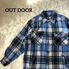 OUTDOOR ネルシャツ ヘビーネル チェック ブルー系 M 木村拓哉 シャツ