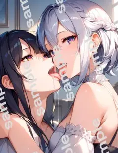 a4ポスター　AIイラスト 美女 レズ　百合　アート　AI 女の子　高クオリティ