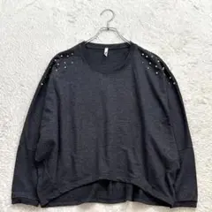アクアガレージ【F】グレー プルオーバー ドロップショルダー 秋冬 スタッズ