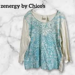 zenergy by Chico's 五分袖トップス サイズ2 水色
