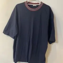 GU 未使用ネイビー リブ付きクルーネックTシャツ XL