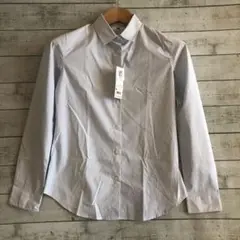 ユニクロ ストライプシャツ 長袖 白×青 M 新品タグ付き