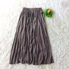 シャルム　CHARM フレアスカート ゴムウエスト ダークブラウン　М　上品