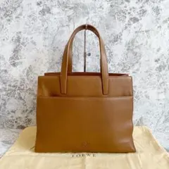 美品 ロエベ アナグラム ハンドバッグ レザー ブラウン