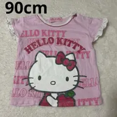 90cm 女の子 半袖Tシャツ サンリオ ハローキティ フリル ピンク キラキラ