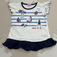 ホットビスケッツ ボートと灯台プリント Tシャツ 80