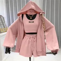♡新品♡【レディースセットアップ】ルームウェア　3点セット　部屋着　　ピンク