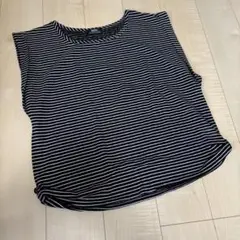 BACKS ノースリーブ 黒白ストライプ トップス