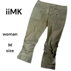 iiM K レディース パンツ カーキ ４０号 シャーリング加工 カジュアル