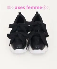 アクシーズファムaxes femme レース使いダッドスニーカーL ブラック