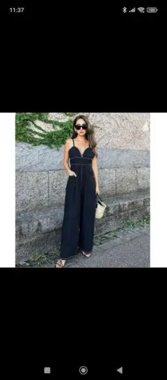 秋のSHEIN　ブラックデニムサロペットオーバーオール