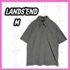 [LANDS'END] 半袖　ポロシャツ　ボタンダウン　コットン　刺繍 グレイ系