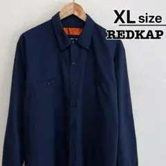 RED KAP　ワークシャツ　長袖　XL　ネイビー　無地　ポリコットン　US古着