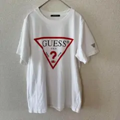 【GUSEE】 ゲス　半袖Tシャツ　ロゴTシャツ　白　フリー　男女兼用　綿100