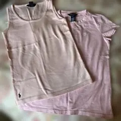 Ralph Lauren 新品ベビーピンクタンクトップとTシャツ２点L12/14