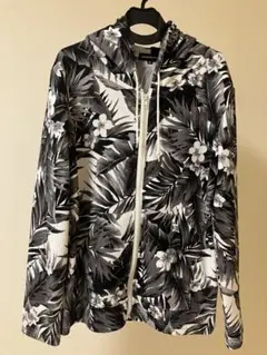 semantic design モノクロ花柄フルジップフーディ
