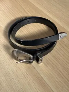 ウエスタンベルト シェルデザイン 黒レザーベルト 約100cm