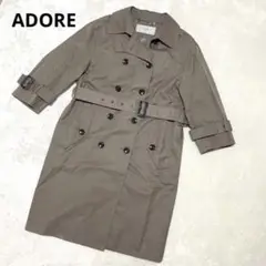 アドーア ADORE トレンチ ダブルベルト コットン 36 S カーキ グレー