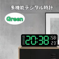 【オシャレ】LED 多機能デジタル時計 緑 1719 置掛兼用 温度湿度