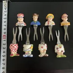 【送料無料】レトロフルーツピック・人形型菓子楊枝フォーク8本セット