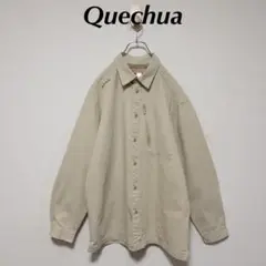 【ライトベージュ・グッドカラー】ケシュア・アウトドアシャツ・刺繍ロゴ・1799