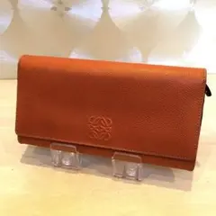 LOEWE ロエベ 長財布 アナグラム型押し レザー オレンジ