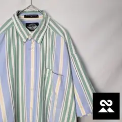 LEVI'S DOCKERS　USA半袖シャツ　ストライプ　くすみカラー　青　緑