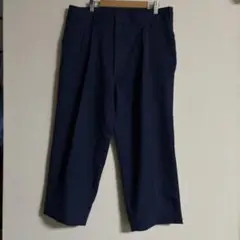 XLメンズネイビー プリーツ入り ワークワイドパンツ