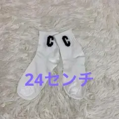 Cロゴ入りホワイトソックス カジュアルファッション 0661