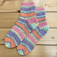 手編み靴下C  opal毛糸　ハンドメイド