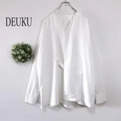 【DEUKU 】Vネック 長袖シャツ デザインシャツ　とろみ　ユニセックス
