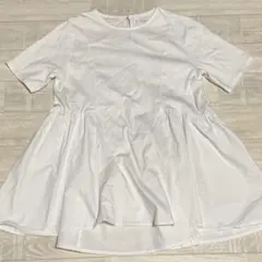 【美品】OPAQUE.CLIP ペプラムブラウス 白 フレアシルエット半袖 40