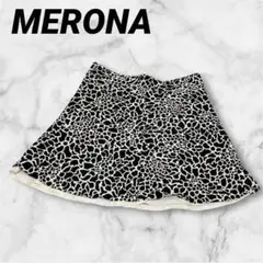MERONA レディース柄物フレアスカート 黒/白ポリエステル100％
