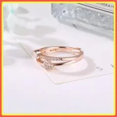 ⭐️フォロー割⭐️リング ローズゴールド ダブルハート 亜鉛合金 #C23-1