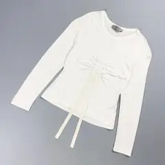 SPORTMAX ギャザーリボンカットソー ホワイト サイズL*CD54