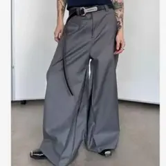 ワイドスラックス ドレープ ストリートウェア ワイドパンツ スラックス