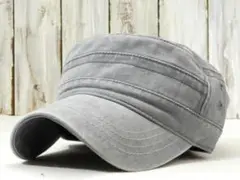 【新品】色あせ　ワークキャップ　グレー　 男女兼用　ビンテージ加工