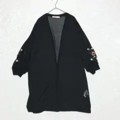 キューティーブロンド ロングカーディガン L 黒 刺繍 個性的な 大きめ