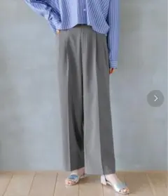 【グローバルワーク】ウツクシルエットDRYワイドパンツ グレー Mサイズ