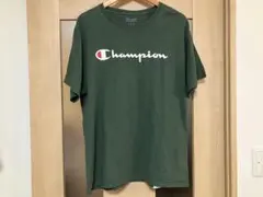Champion チャンピオン ビッグロゴ プリント Ｔシャツ カーキ L 古着