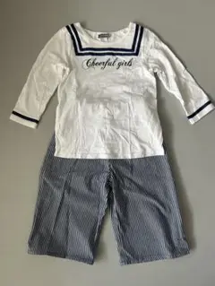 美品べルメゾンpetit Editer セーラーデザイン　セットアップ130cm