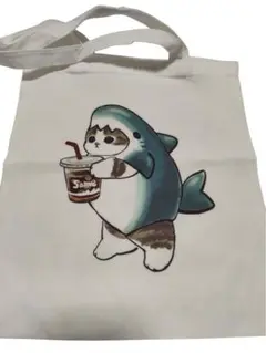 まとめ売り歓迎！ 猫 サメ 着ぐるみ トートバッグ 白 38×33cm 新品③